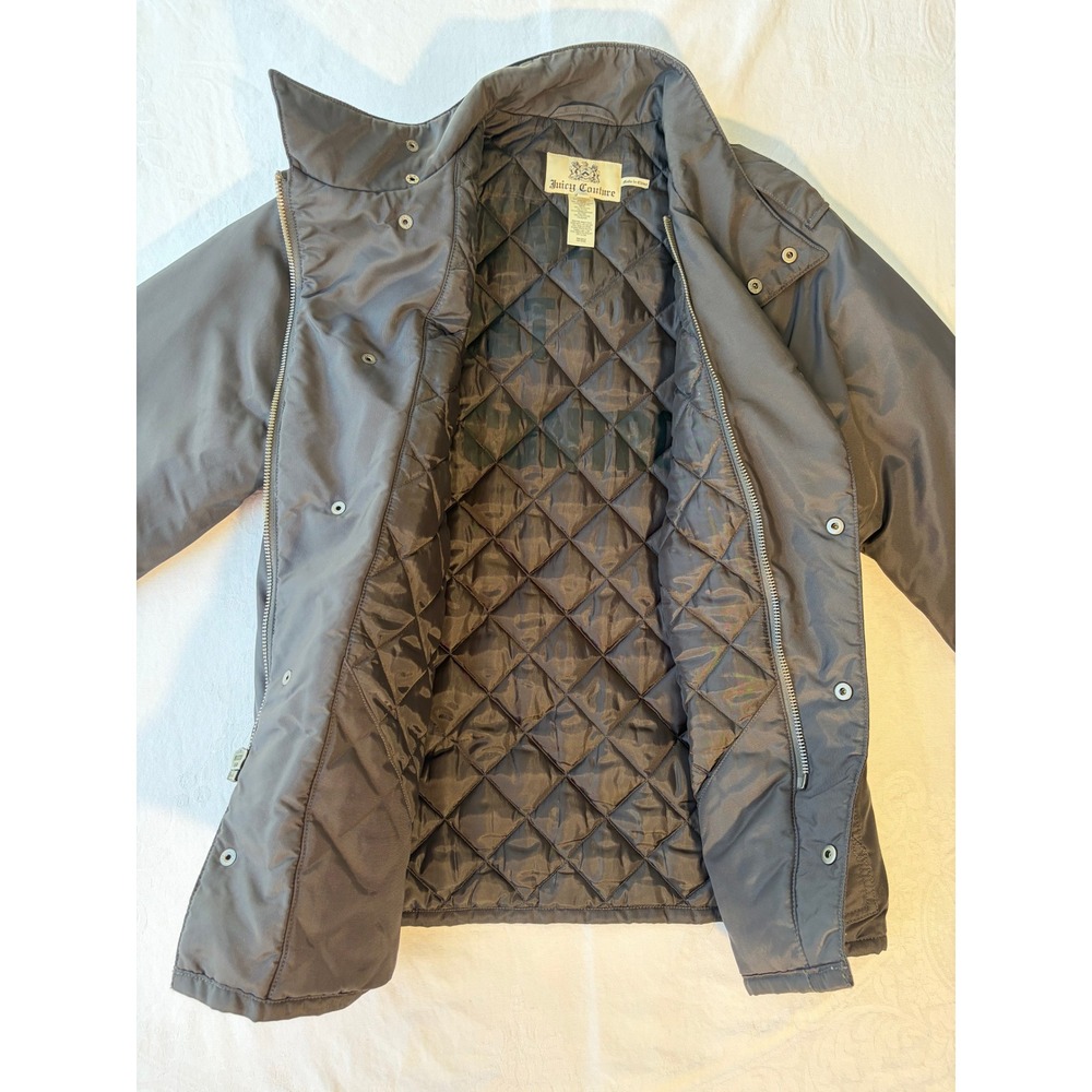 Juicy Couture Mens Quilted Field Jacket Charcoal Gray Nylon Utility Coat XL